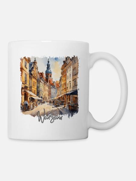 Warschauer Aquarell, Warschau, Polen - Tasse - Weiß