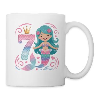 Meerjungfrau 7. Geburtstag 7 Jahre - Tasse - Weiß - Rechts