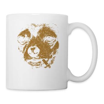 Chihuahua Raucht Lustiger Hunde Humor Meme - Tasse - Weiß - Rechts