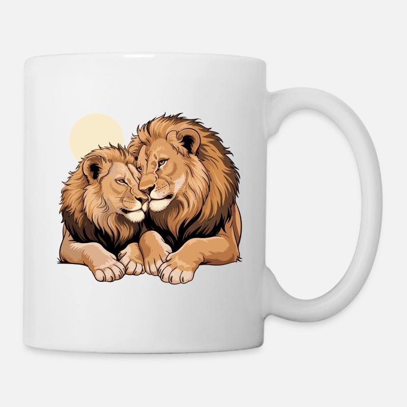 Löwe Paar Valentinstag - Tasse - Weiß