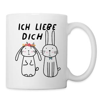 I love you cute bunny couple - Mug - white - Right