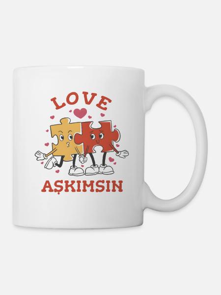 Love Askimsin: Verliebte Puzzle-Teile Design - Tasse - Weiß