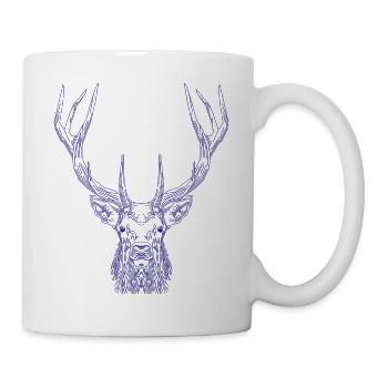 Tech Deer – Geometric Deer in Blue - Mug - white - Right