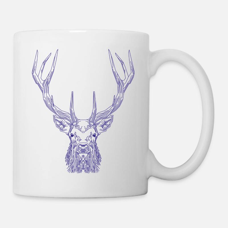 Tech Deer – Geometrischer Hirsch in Blau - Tasse - Weiß