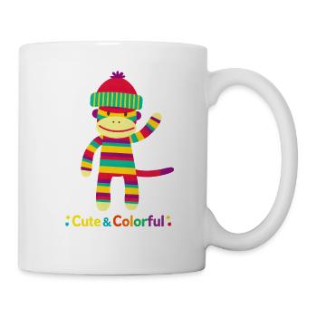Colorful Striped Monkey: Cute & Colorful Design - Mug - white - Right
