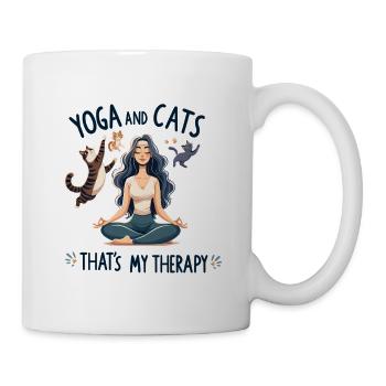 Yoga and cats: My therapy - Mug - white - Right