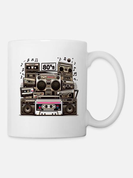 Kassetten-Ära Boombox Collage - Tasse - Weiß