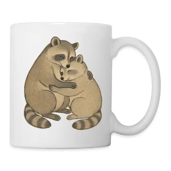 Cuddly friends raccoon couple - Mug - white - Right