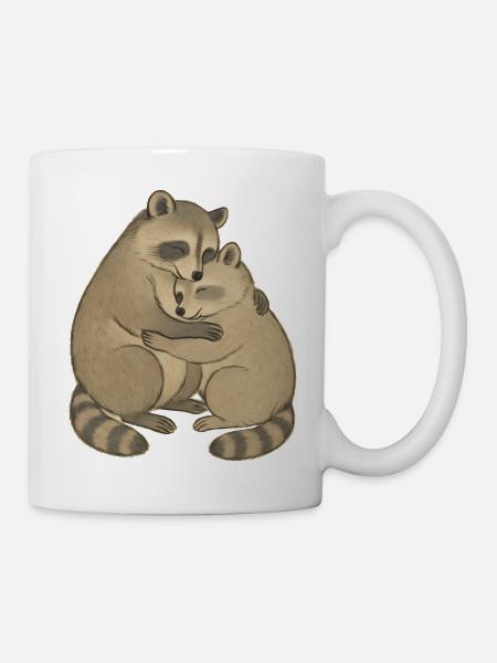 Kuschelfreunde Waschbärpaar - Tasse - Weiß