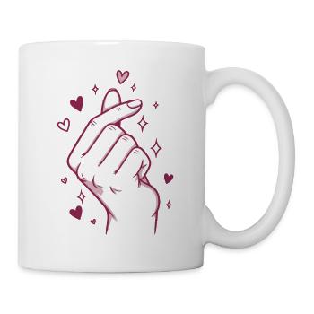 Kpop Koreanische Musik Niedliche Finger Herz Liebe Korea - Tasse - Weiß - Rechts