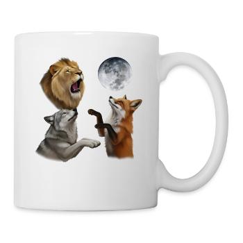 Wolf Fuchs und Löwe heulen auf den Mond Tiere - Tasse - Weiß - Rechts