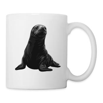 Phoque noir et blanc : Ami de la mer - Mug blanc - blanc - Droite