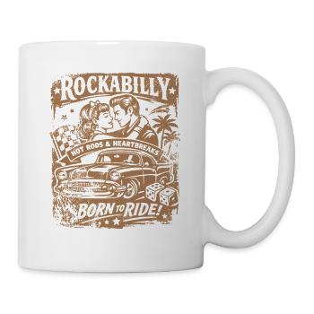 Rockabilly Vintage 50s Rock & Roll | Born to ride - Tasse - Weiß - Rechts