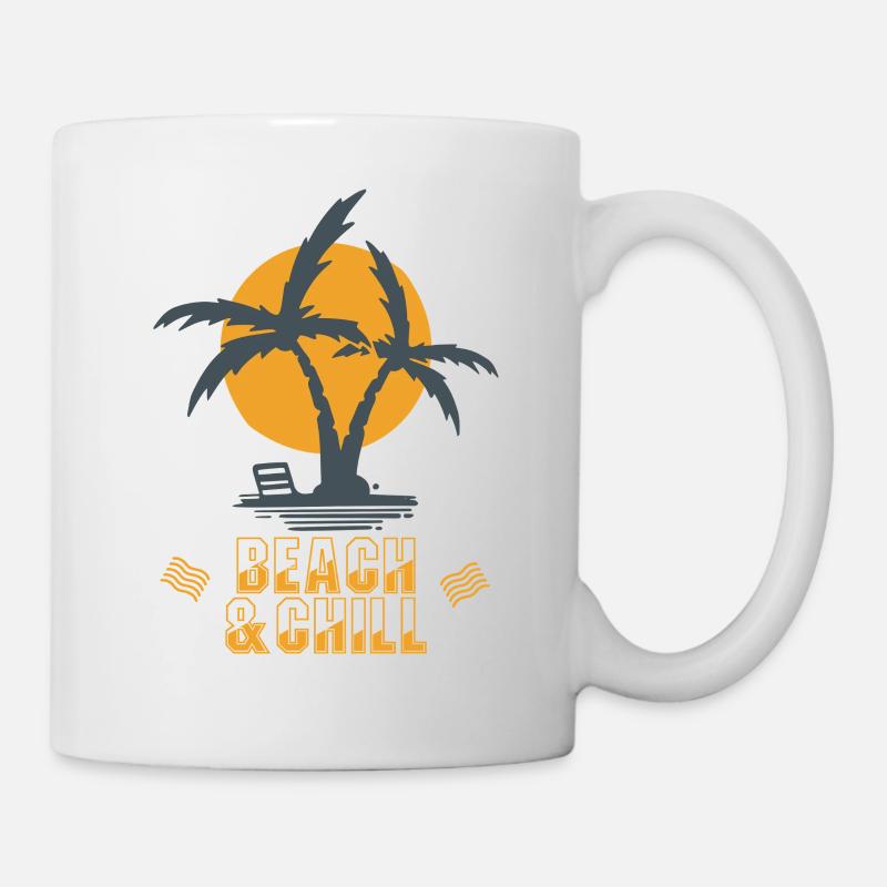 Beach & Chill Palm Trees Sunset - Mug - white