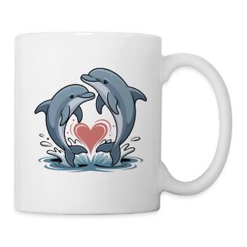 Heart dolphin duo in the water heart - Mug - white - Right