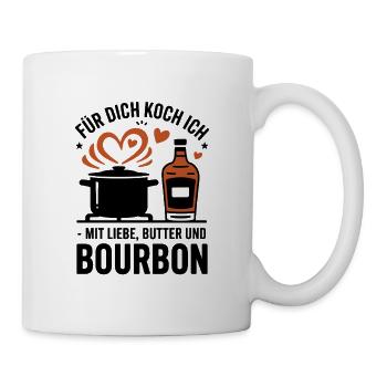 Pour toi, je cuisine du beurre et du bourbon avec amour - Mug blanc - blanc - Droite