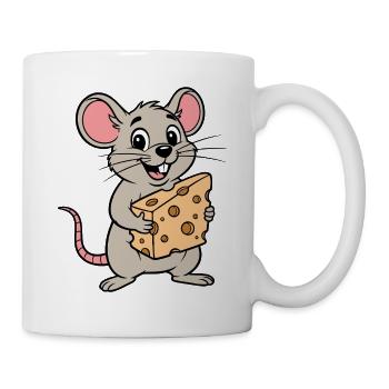 Cheeky Mouse Cartoon mit Käse - Tasse - Weiß - Rechts