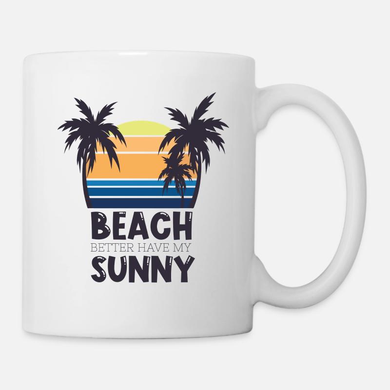 Sunset on the beach saying - Mug - white
