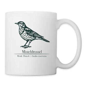 Silhouette du gui de la grive | Dessin ornithologique - Mug blanc - blanc - Droite