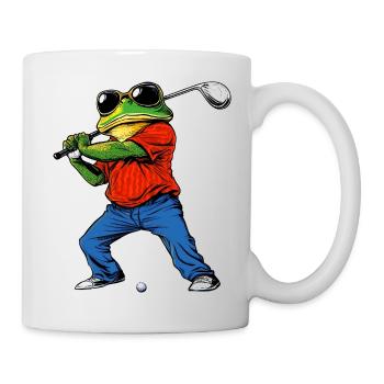 Golfender Frosch - Tasse - Weiß - Rechts