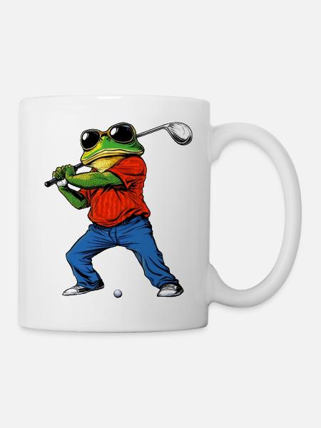 Golfender Frosch - Tasse - Weiß