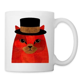 Cool Red Cat with Top Hat - Mug - white - Right