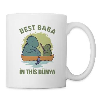 Best Baba in this Dünya – Süßes Dino Angeln - Tasse - Weiß - Rechts