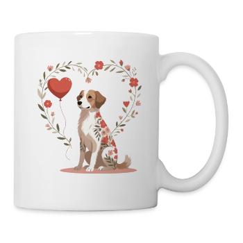 Blumenherz-Hund Tattoo Muster - Tasse - Weiß - Rechts