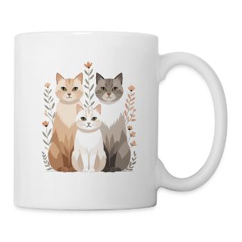 Famille de chats dans une couronne de fleurs - Mug blanc - blanc - Droite