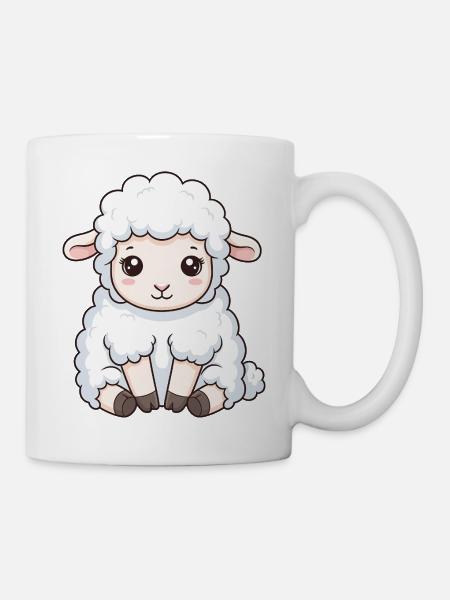 Kuschellamm Cartoon Stil - Tasse - Weiß