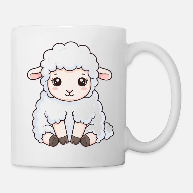 Kuschellamm Cartoon Stil - Tasse - Weiß