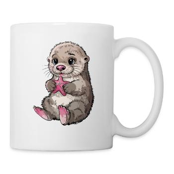  Niedlicher Baby Seeotter Mit Rosa Seestern Für - Tasse - Weiß - Rechts