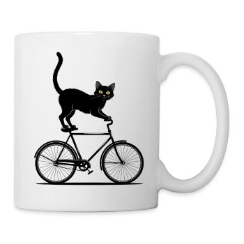Black Cat Rides Bike - Design rétro cool - Mug blanc - blanc - Droite