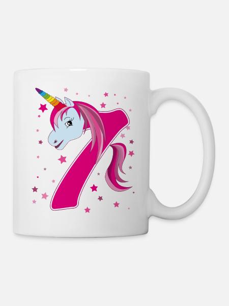 Unicorn, 7 years old, 7th birthday, child - Mug - white