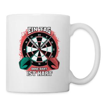 Ein Tag ohne Dart wird hart – Lustiges Darts Shirt - Tasse - Weiß - Rechts