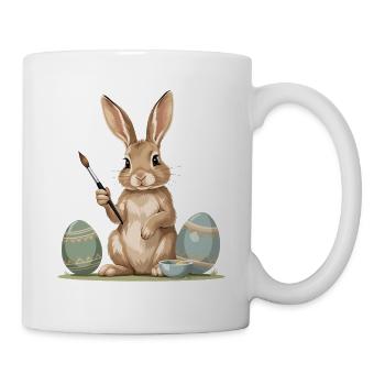 Lapin de Pâques avec une brosse - Mug blanc - blanc - Droite
