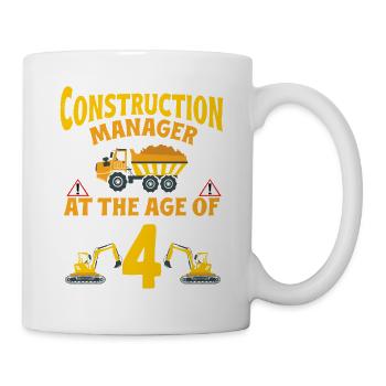 Fête de construction 4e anniversaire Camion de 4 ans - Mug blanc - blanc - Droite