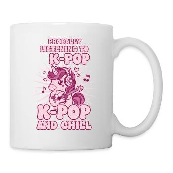 Wahrscheinlich höre ich K-Pop und Chill Unicorn - Tasse - Weiß - Rechts