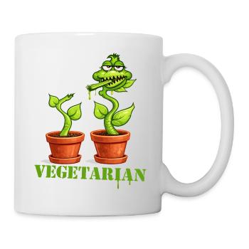 Vegetarische Fleischfressende Pflanze Cartoon - Tasse - Weiß - Rechts