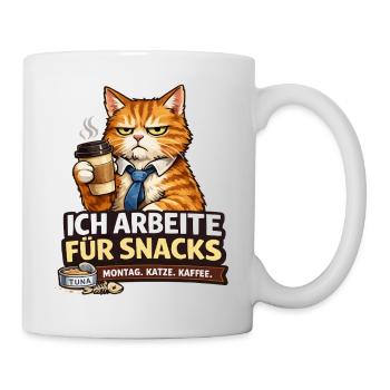 I work for Snacks – Office Cat - Mug - white - Right