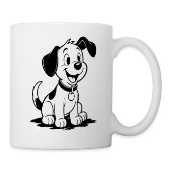 Cheerful Cartoon Dog Outline - Mug - white - Right
