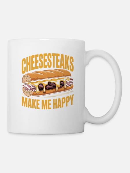 Cheesesteaks machen mich glücklich - Tasse - Weiß