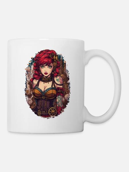 Steam Punk Schöne Frauen Steampunk - Tasse - Weiß