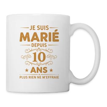 Married for 10 years humor couple - Mug - white - Right