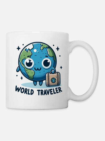 Weltkugel Abenteuer Cartoon - Tasse - Weiß