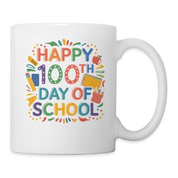 100th Day of School Celebration – Colorful Learning Illustration - Mug - white - Right