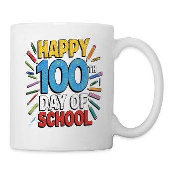 Hundertster Schultag Jubel Design - Tasse - Weiß - Rechts