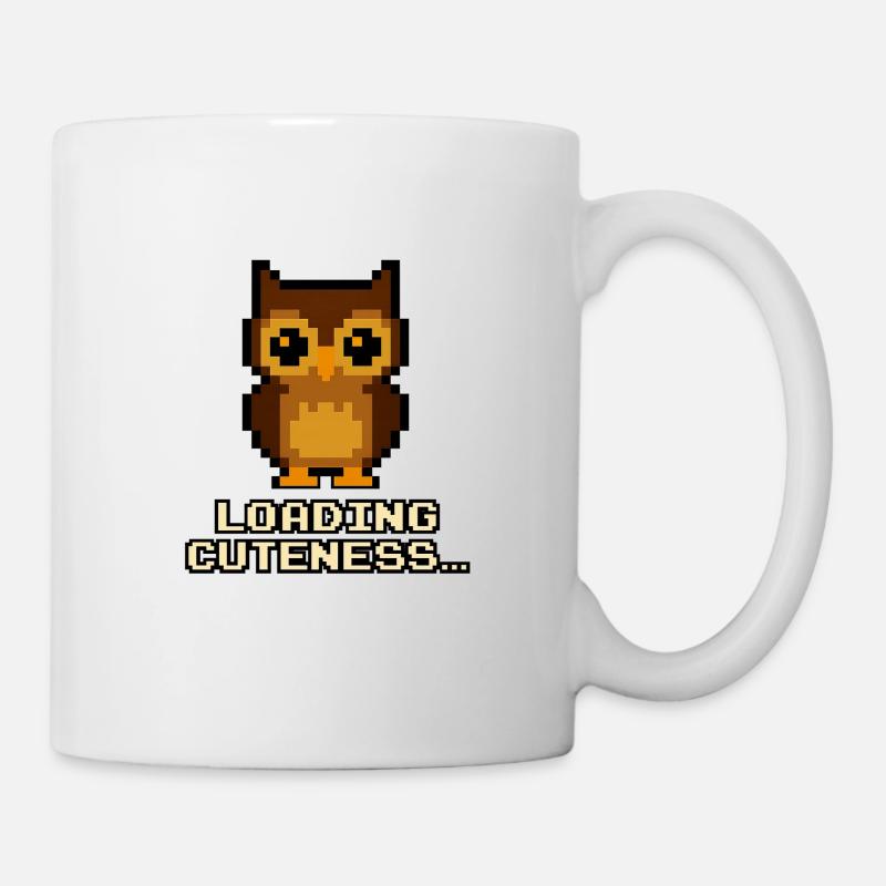 Pixel Eulen Loading Cuteness - Tasse - Weiß