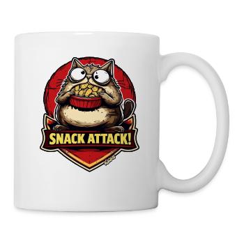 Snack-Attacke Katze mit Popcorn - Tasse - Weiß - Rechts