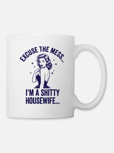 Ehrliche Hausfrau Ironie Retro Design - Tasse - Weiß
